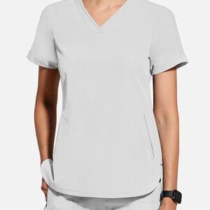 Healing Hands Skyler V-Neck Scrub Top - Light Grey